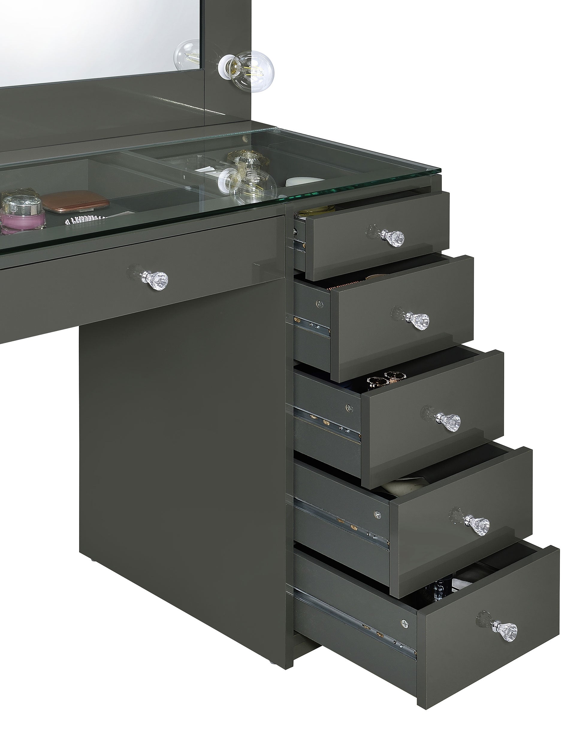 Acena Makeup Vanity Table with LED Mirror - Ideal Furniture (Fresno,CA)