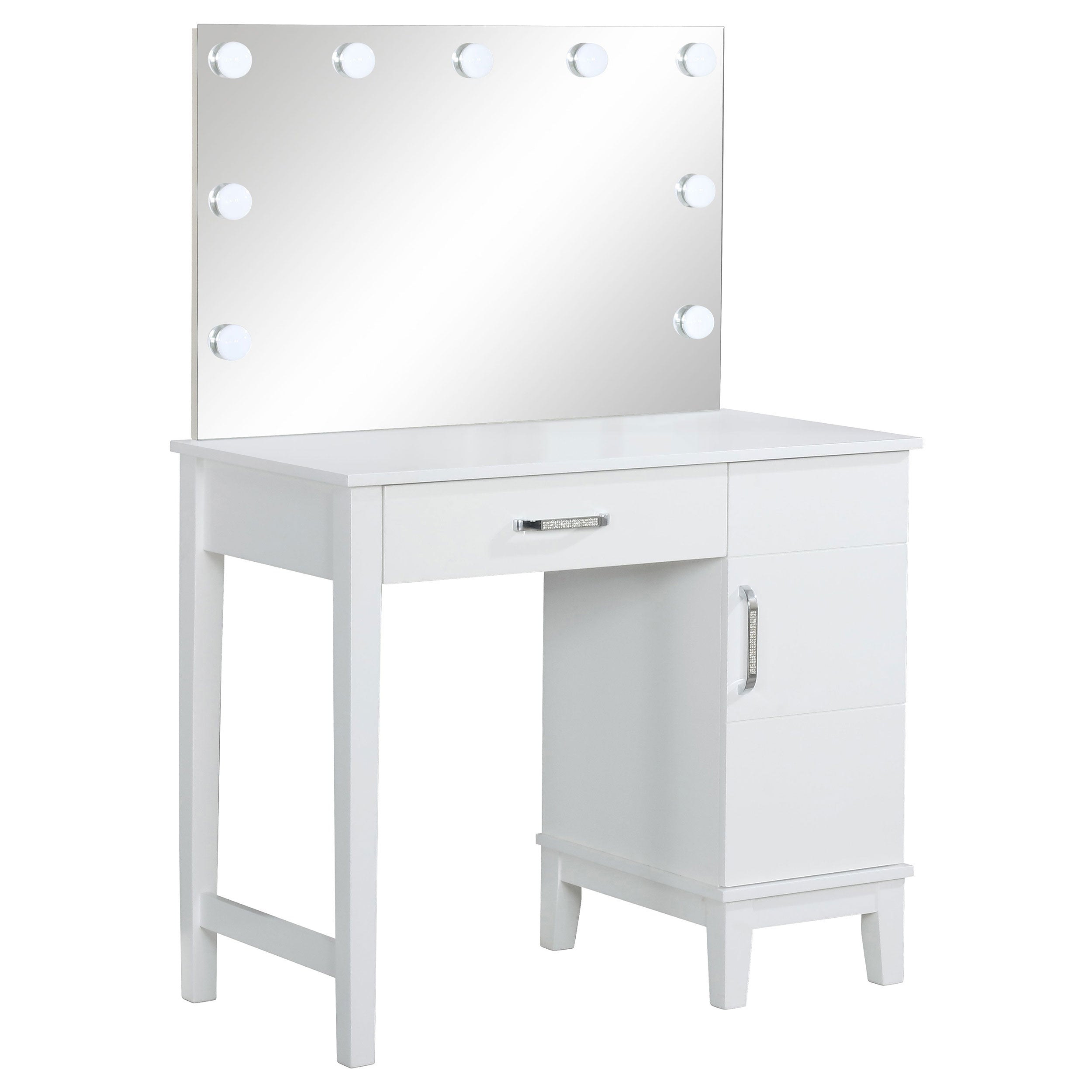 Elijah Makeup Vanity Table with LED Mirror and Stool - Ideal Furniture (Fresno,CA)