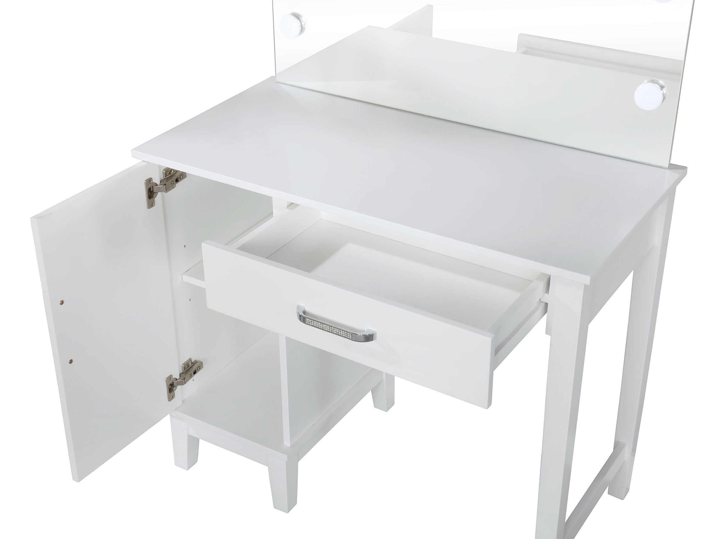 Elijah Makeup Vanity Table with LED Mirror and Stool - Ideal Furniture (Fresno,CA)