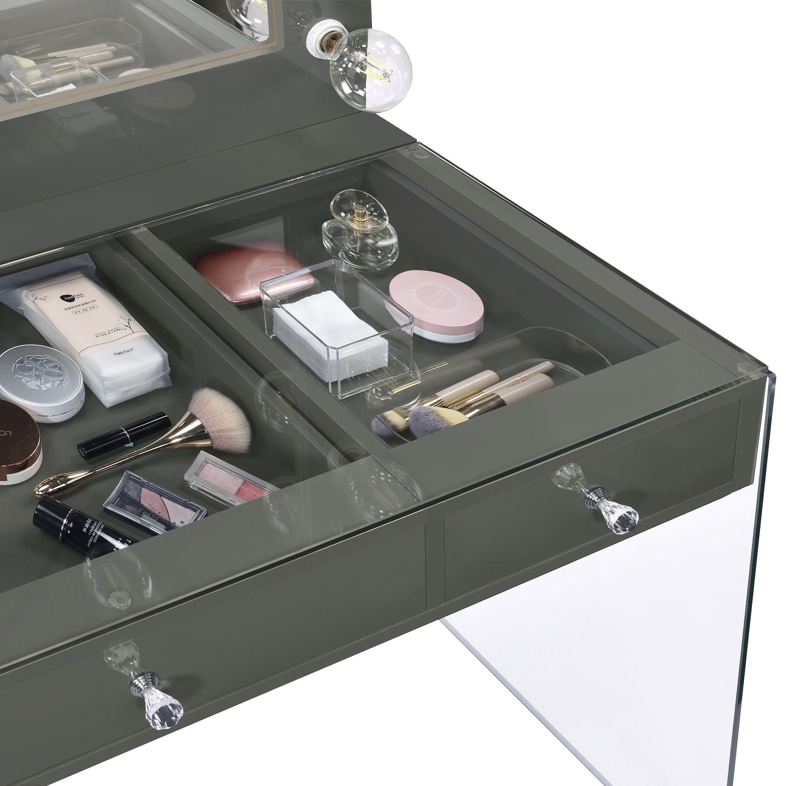 Afshan Makeup Vanity Table with LED Mirror - Ideal Furniture (Fresno,CA)