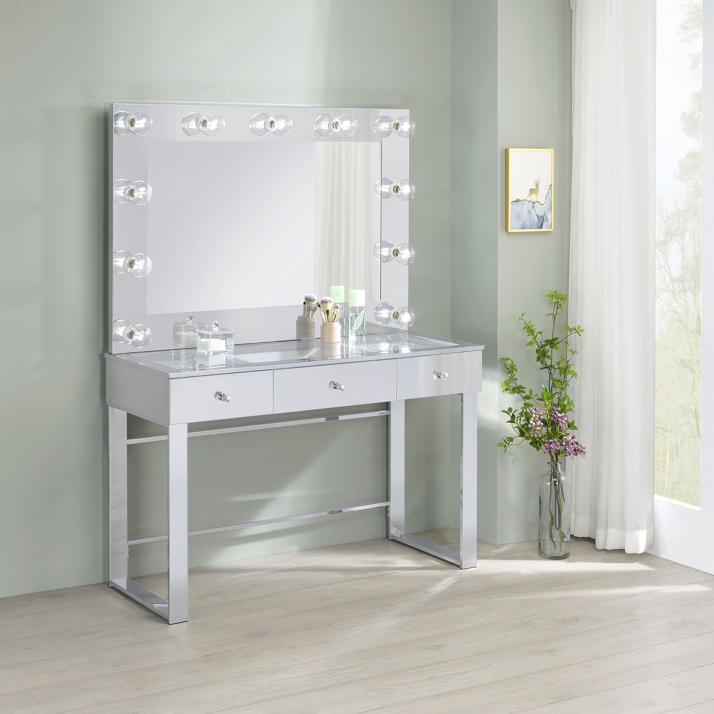 Umbridge Makeup Vanity Table with LED Mirror - Ideal Furniture (Fresno,CA)