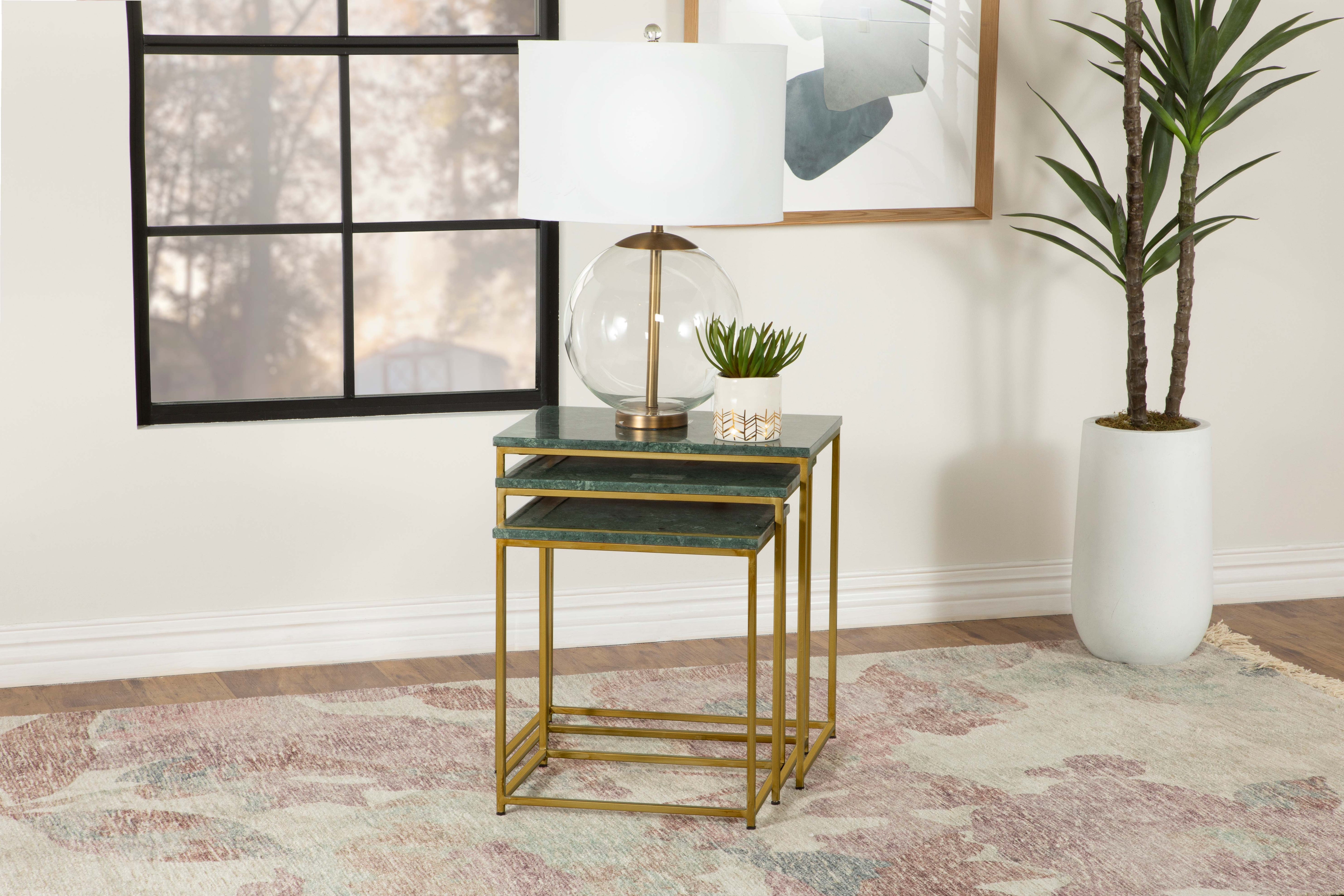 Medora 3-piece Nesting Table with Marble Top - Ideal Furniture (Fresno,CA)