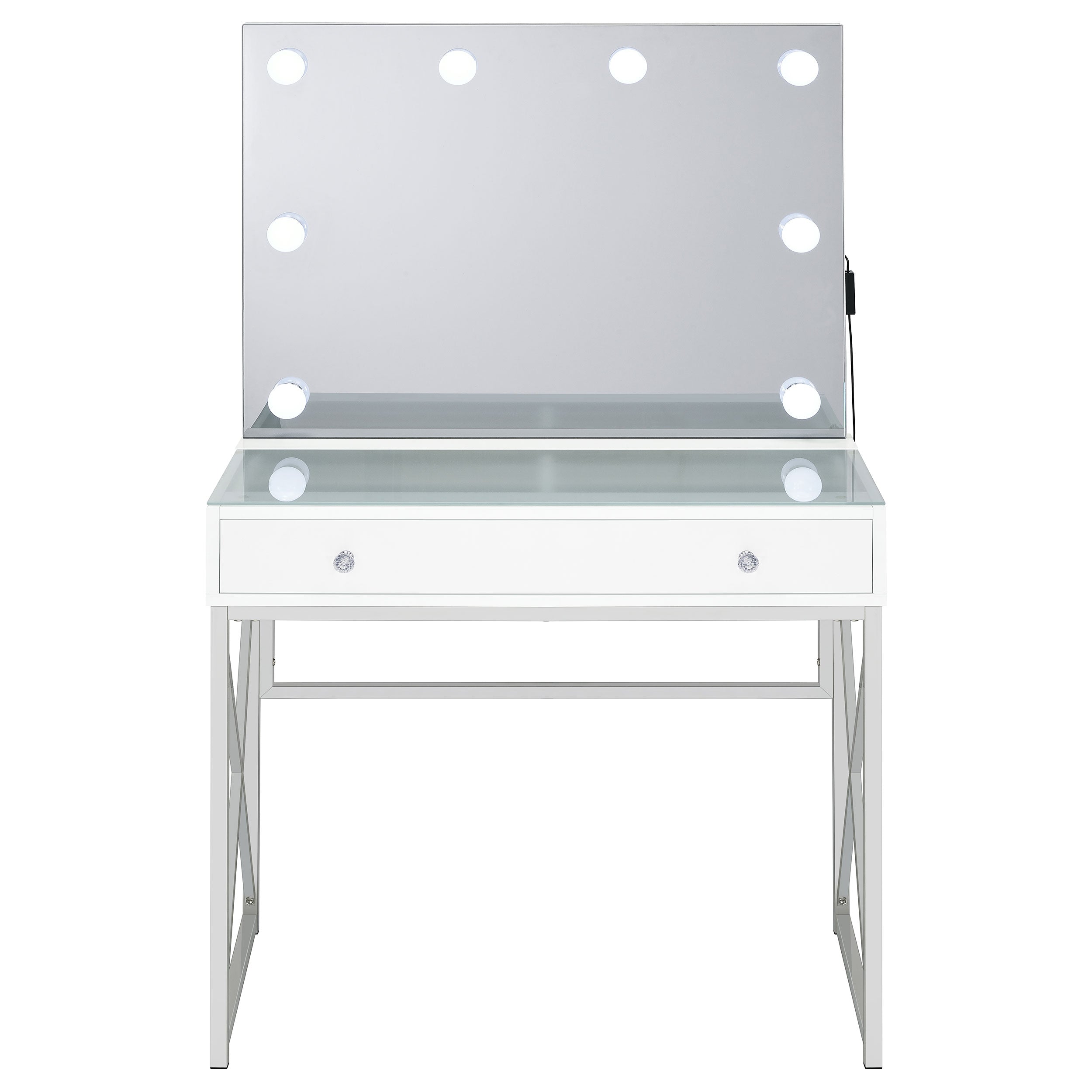 Eliza Makeup Vanity Table with LED Mirror and Stool - Ideal Furniture (Fresno,CA)