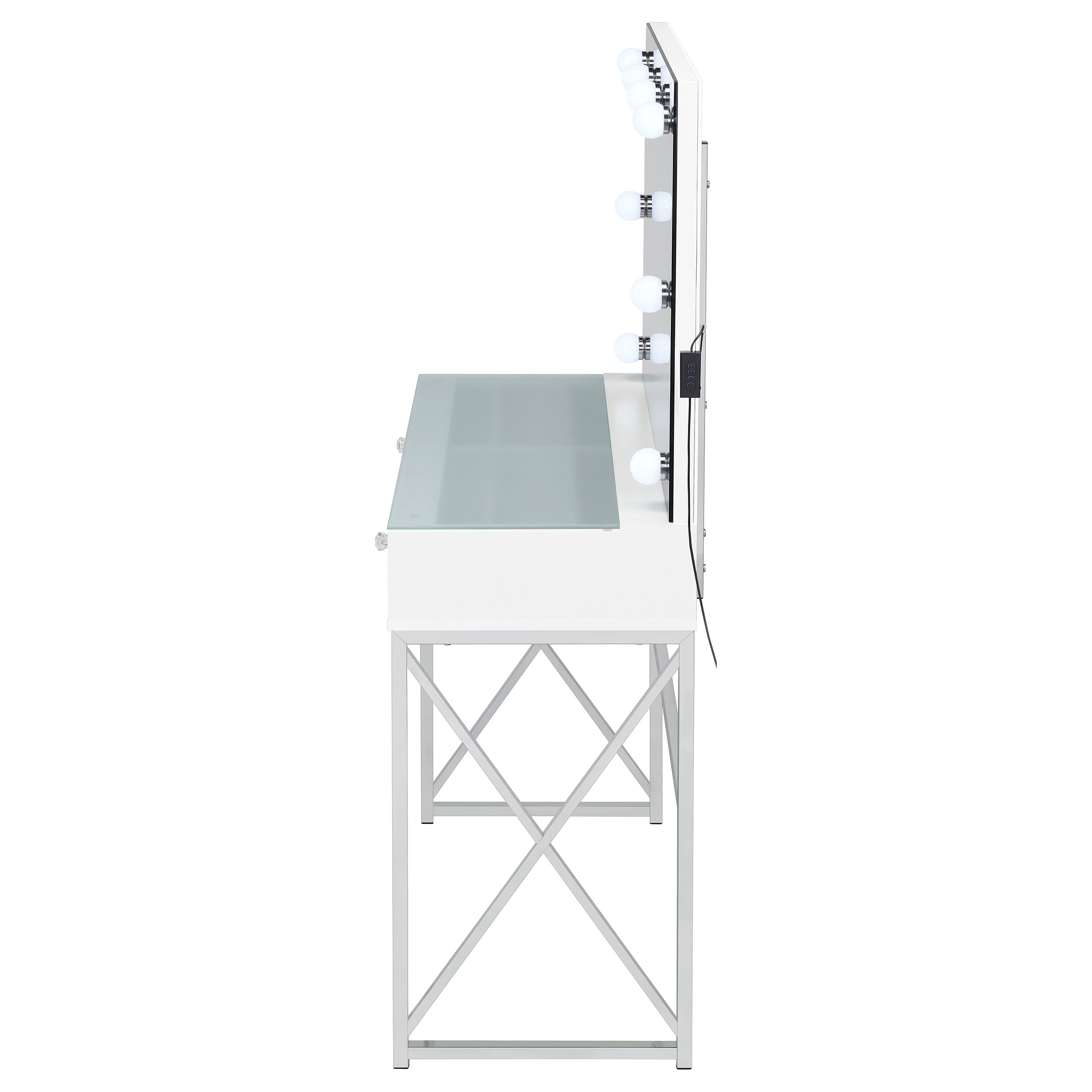Eliza Makeup Vanity Table with LED Mirror and Stool - Ideal Furniture (Fresno,CA)