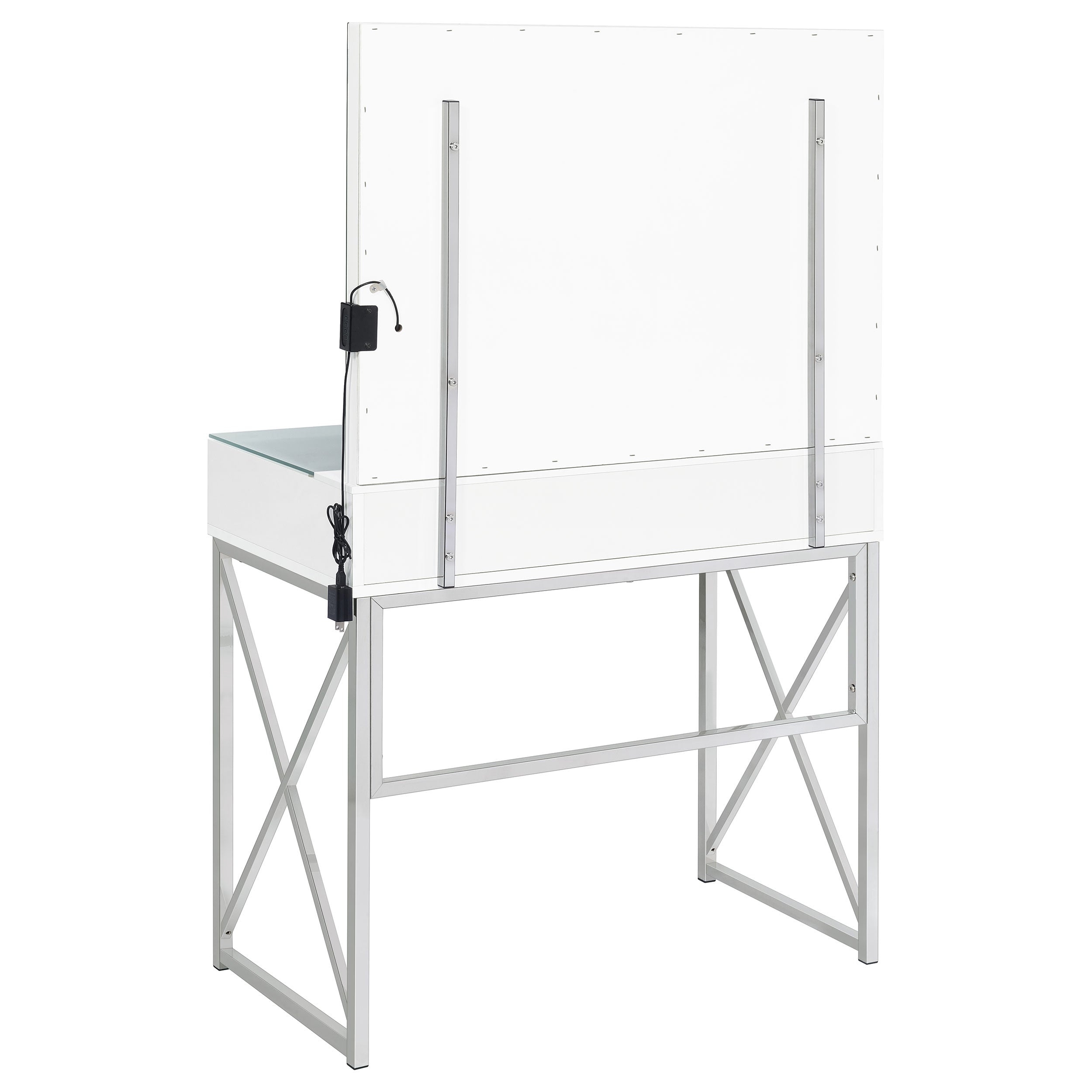 Eliza Makeup Vanity Table with LED Mirror and Stool - Ideal Furniture (Fresno,CA)