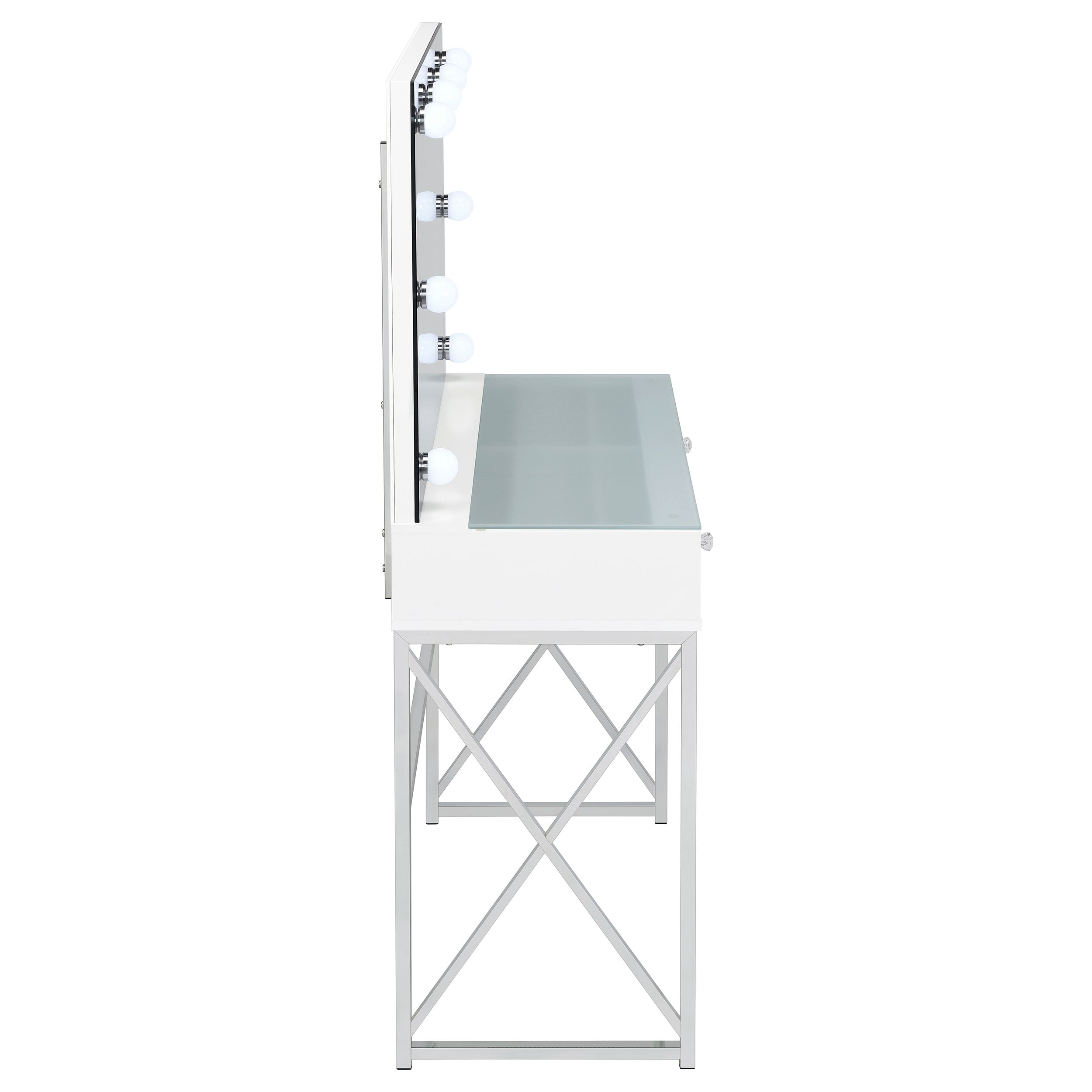 Eliza Makeup Vanity Table with LED Mirror and Stool - Ideal Furniture (Fresno,CA)