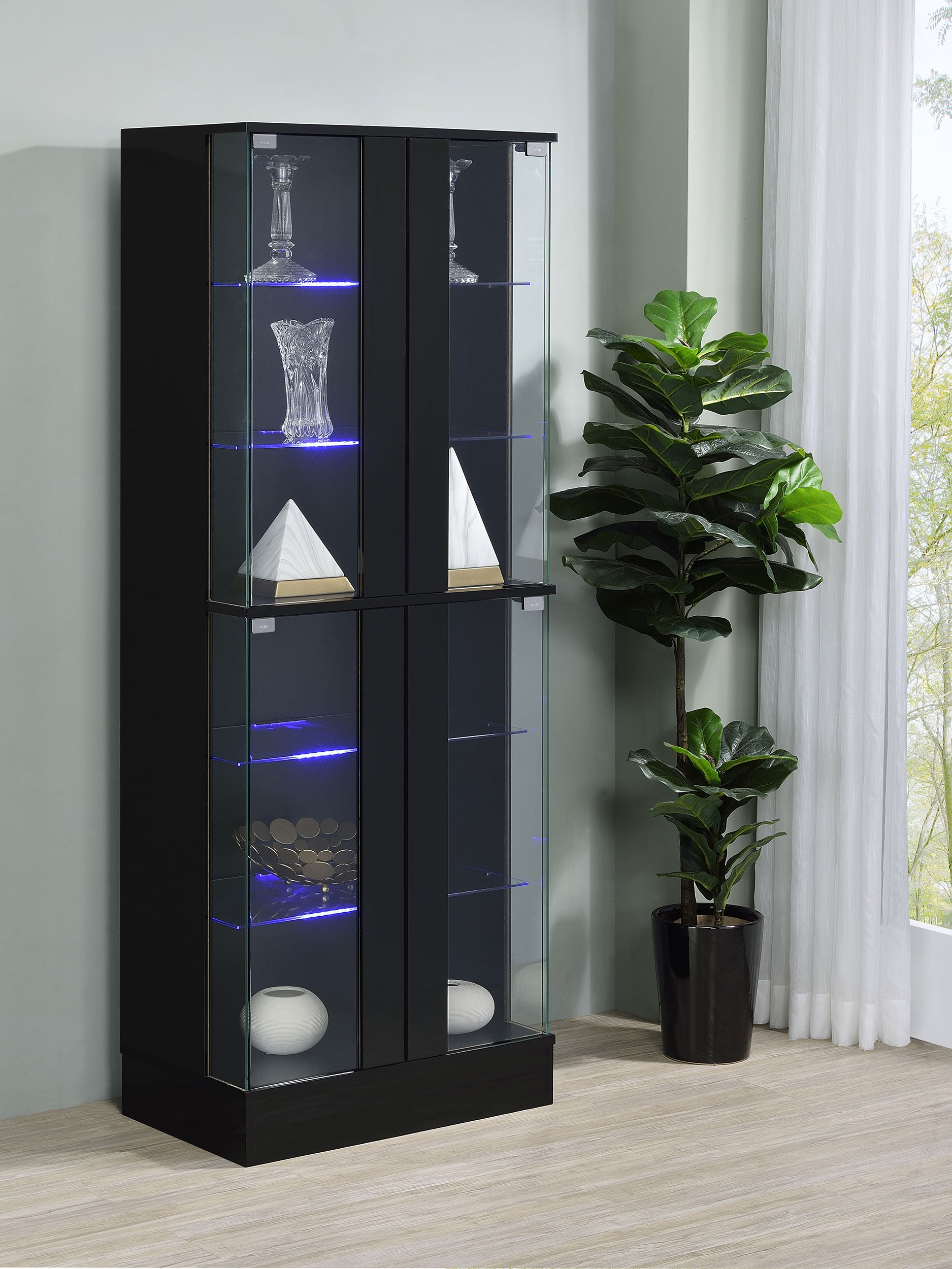 Cabra Curio Cabinet with LED Lighting - Ideal Furniture (Fresno,CA)