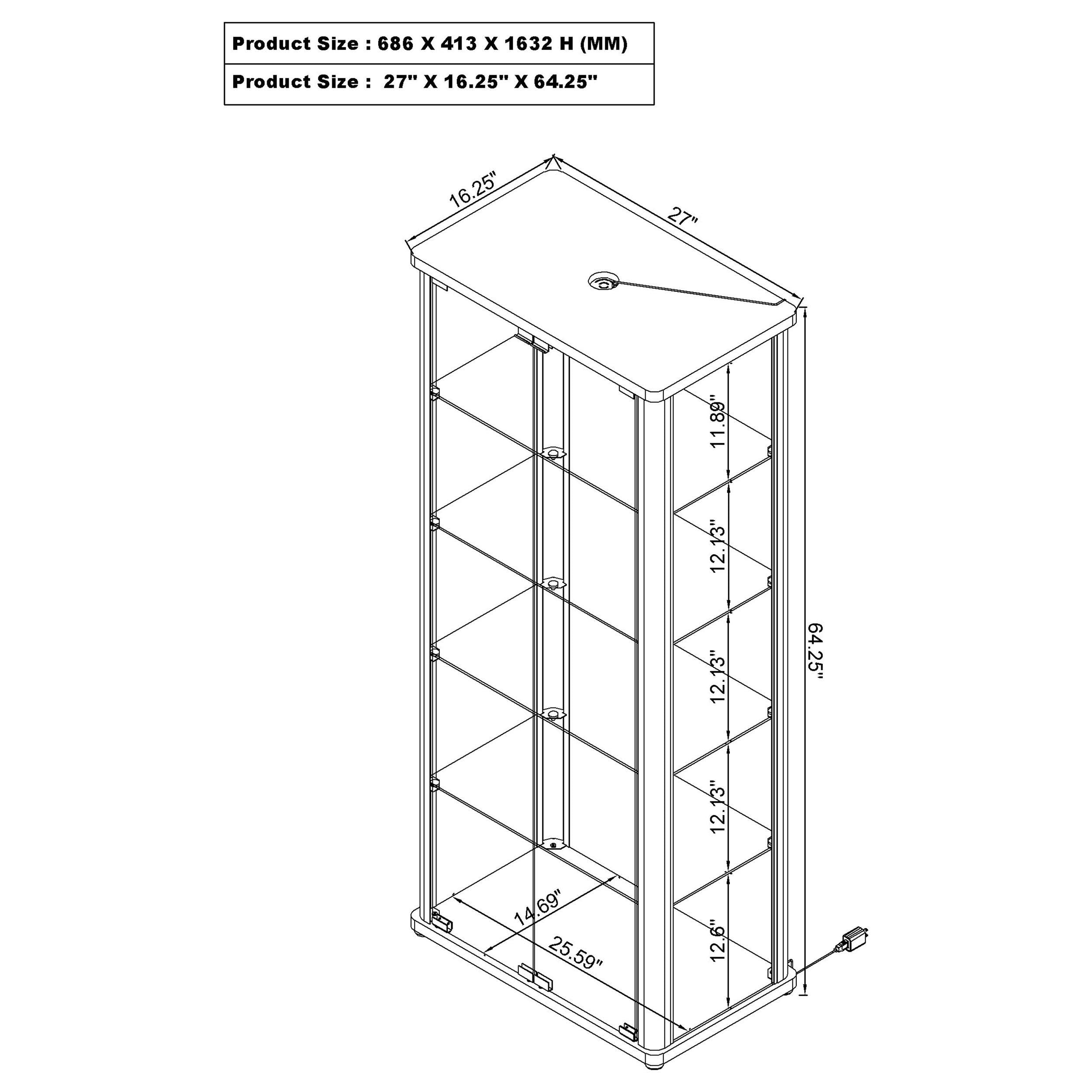 Aero Curio Cabinet with LED Lighting - Ideal Furniture (Fresno,CA)
