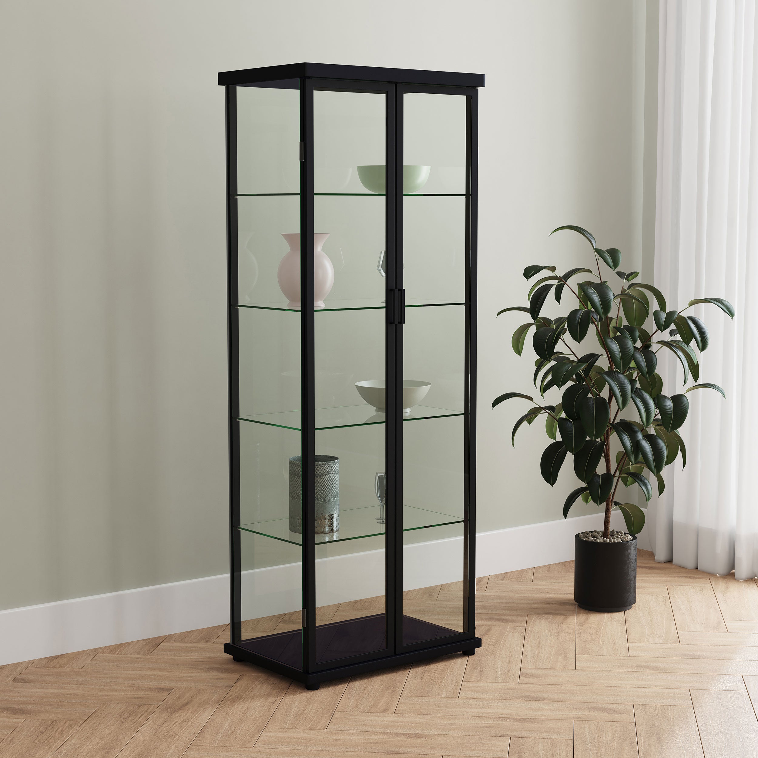 Aero Curio Cabinet with LED Lighting - Ideal Furniture (Fresno,CA)