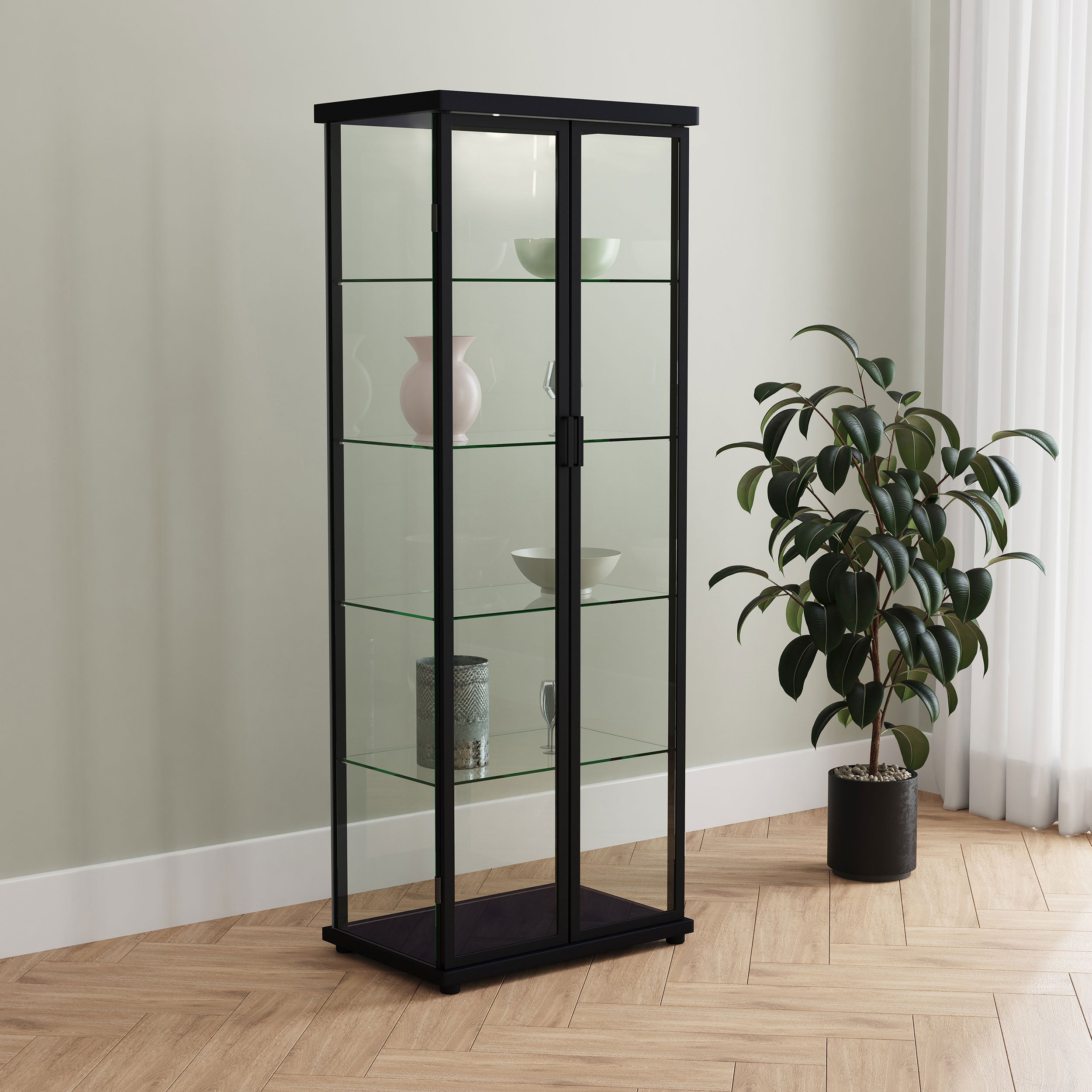 Aero Curio Cabinet with LED Lighting - Ideal Furniture (Fresno,CA)