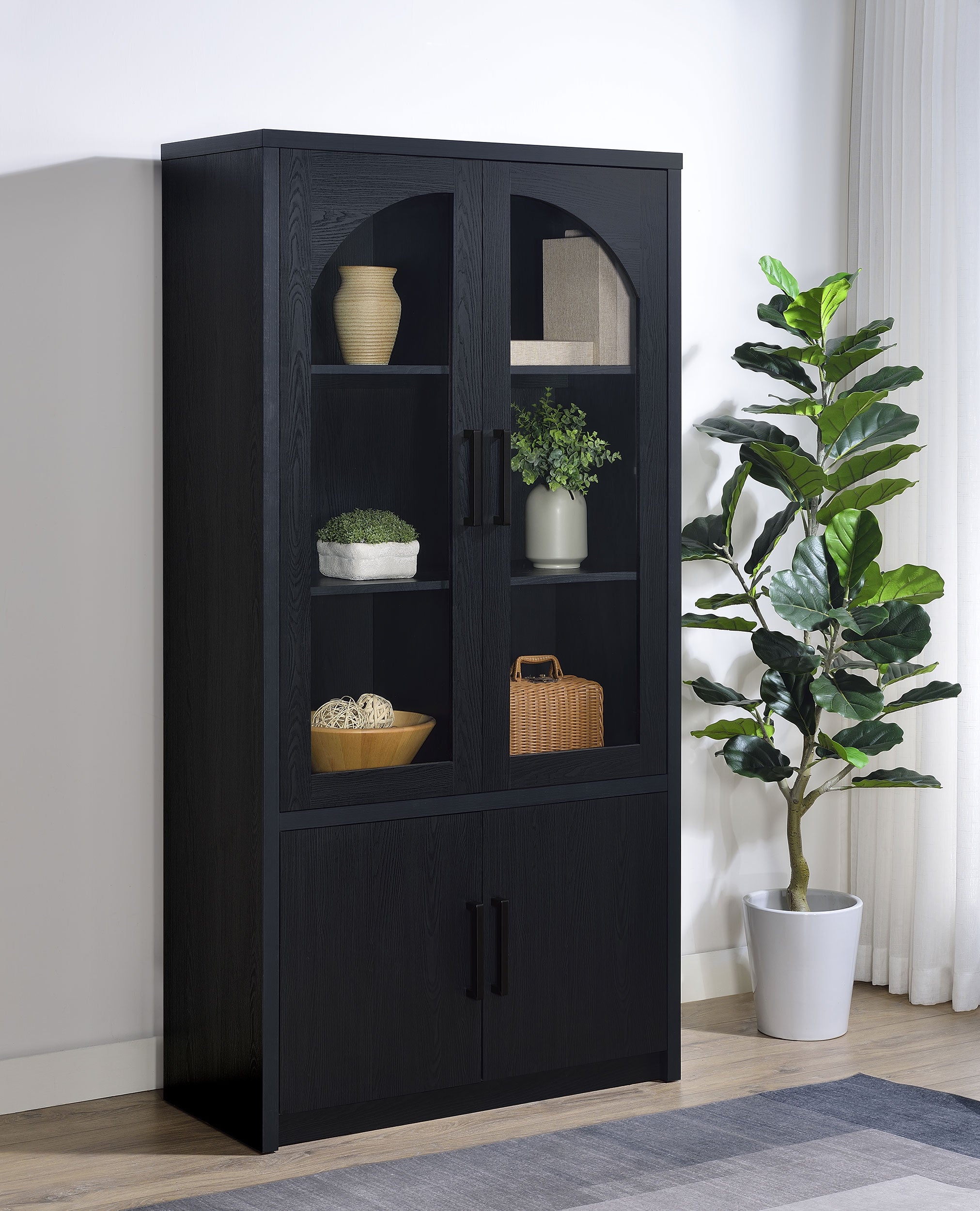 Riva Tall Display Cabinet with LED Lighting - Ideal Furniture (Fresno,CA)
