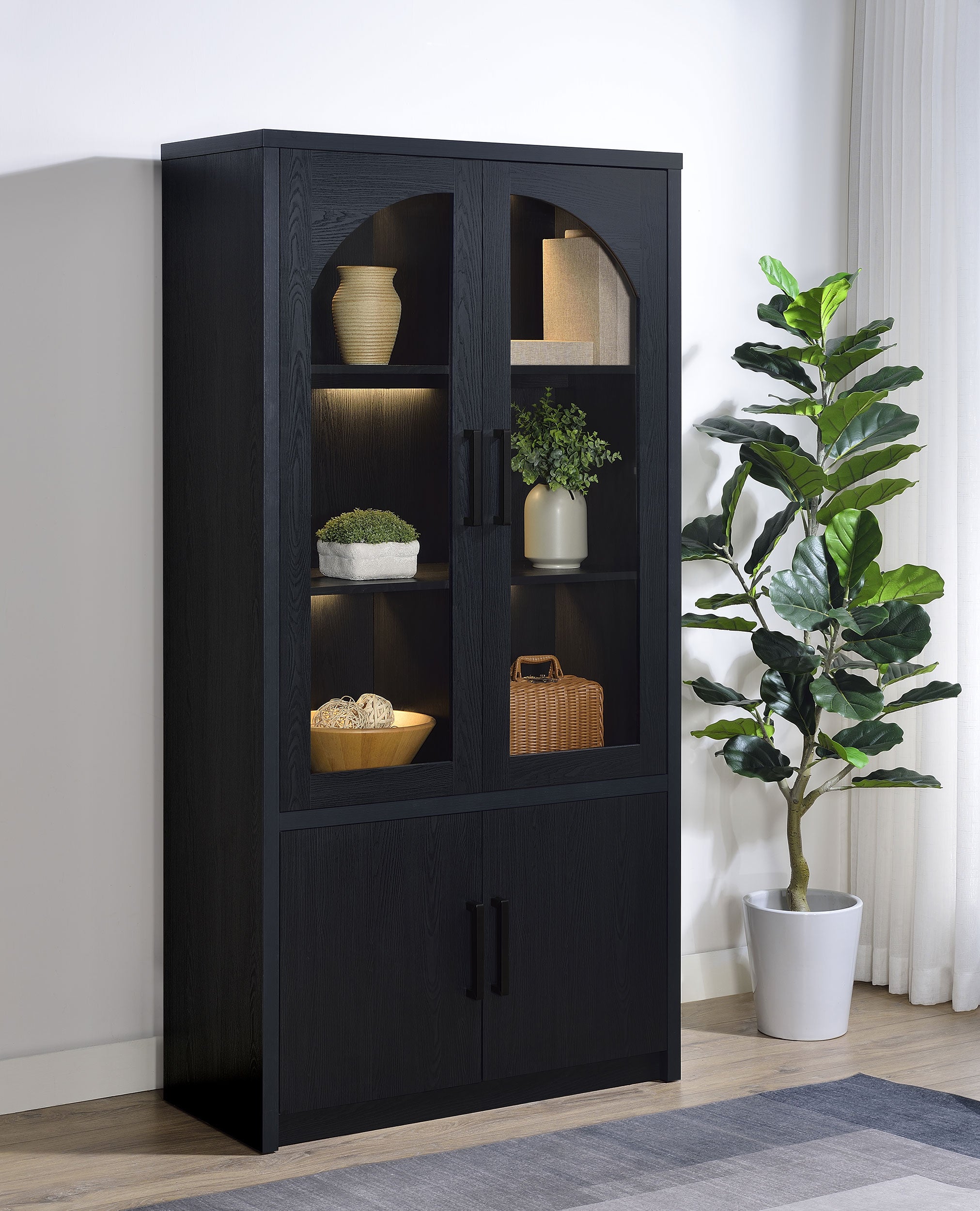 Riva Tall Display Cabinet with LED Lighting - Ideal Furniture (Fresno,CA)