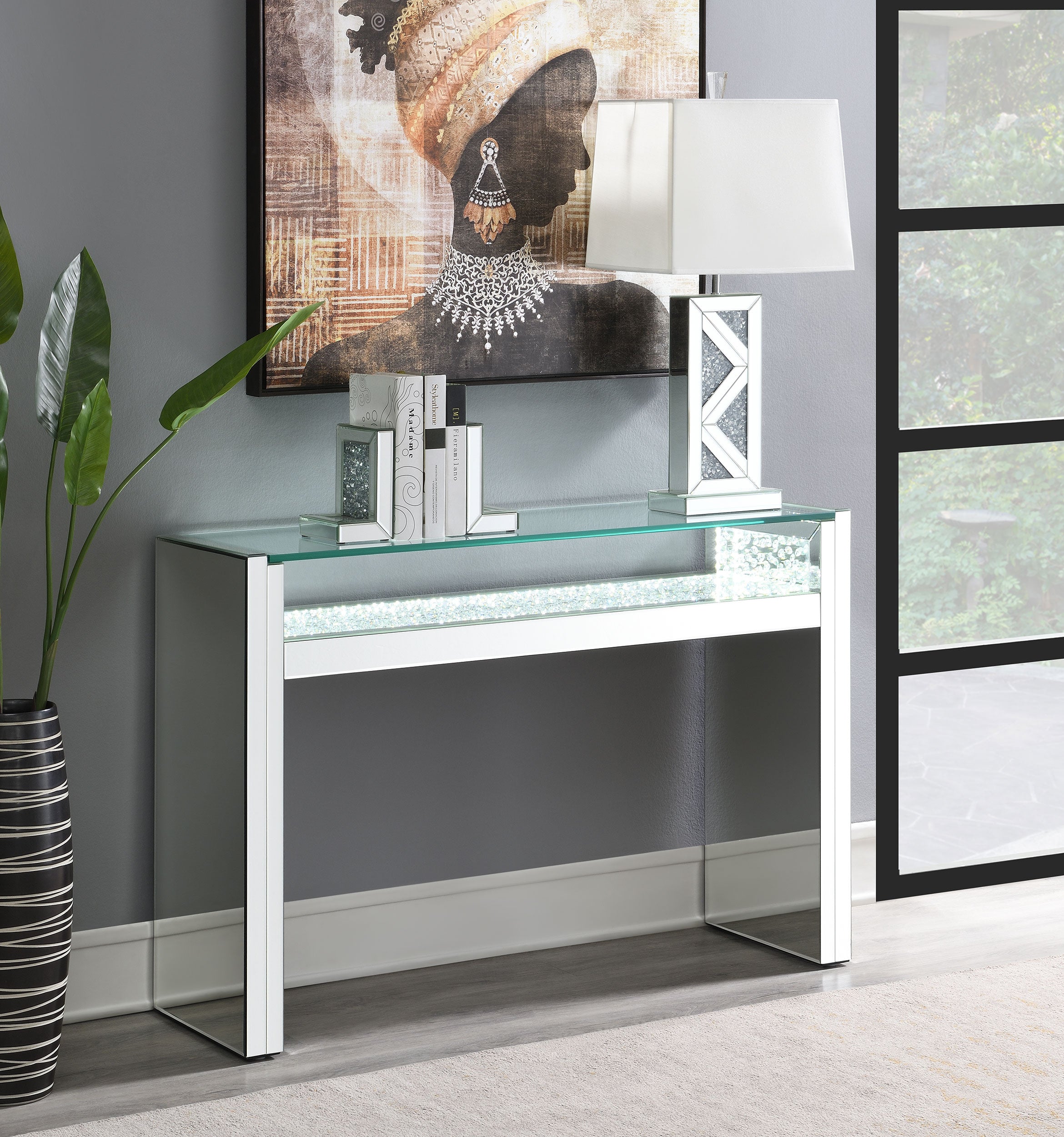 Edna Console Table with LED Lighting - Ideal Furniture (Fresno,CA)