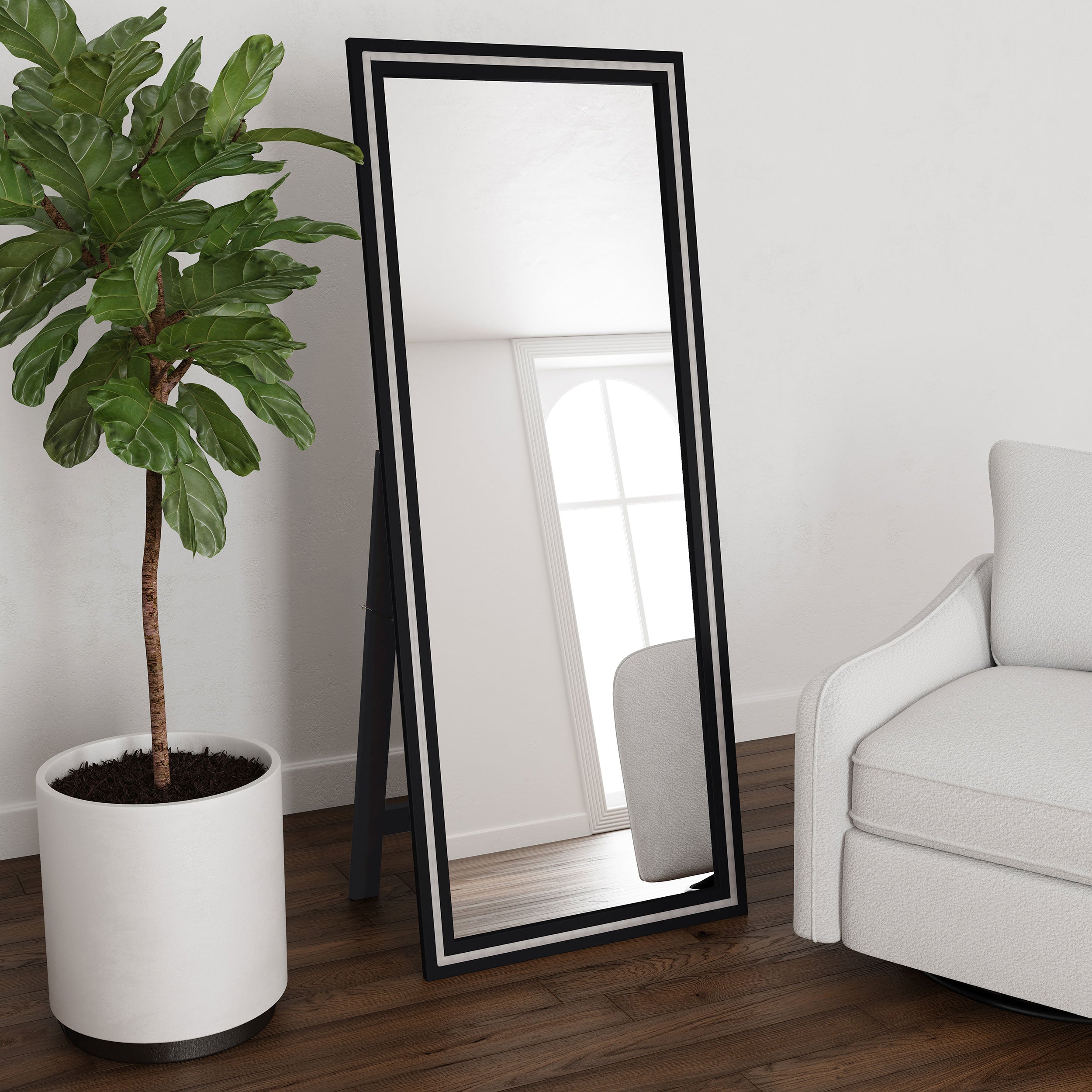 Windrose Standing Mirror with LED Lighting - Ideal Furniture (Fresno,CA)