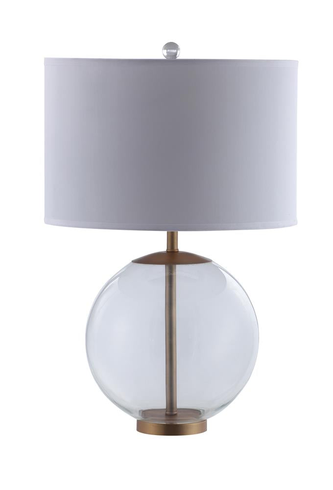 Kenny Drum Shade Table Lamp with Glass Base White - Ideal Furniture (Fresno,CA)
