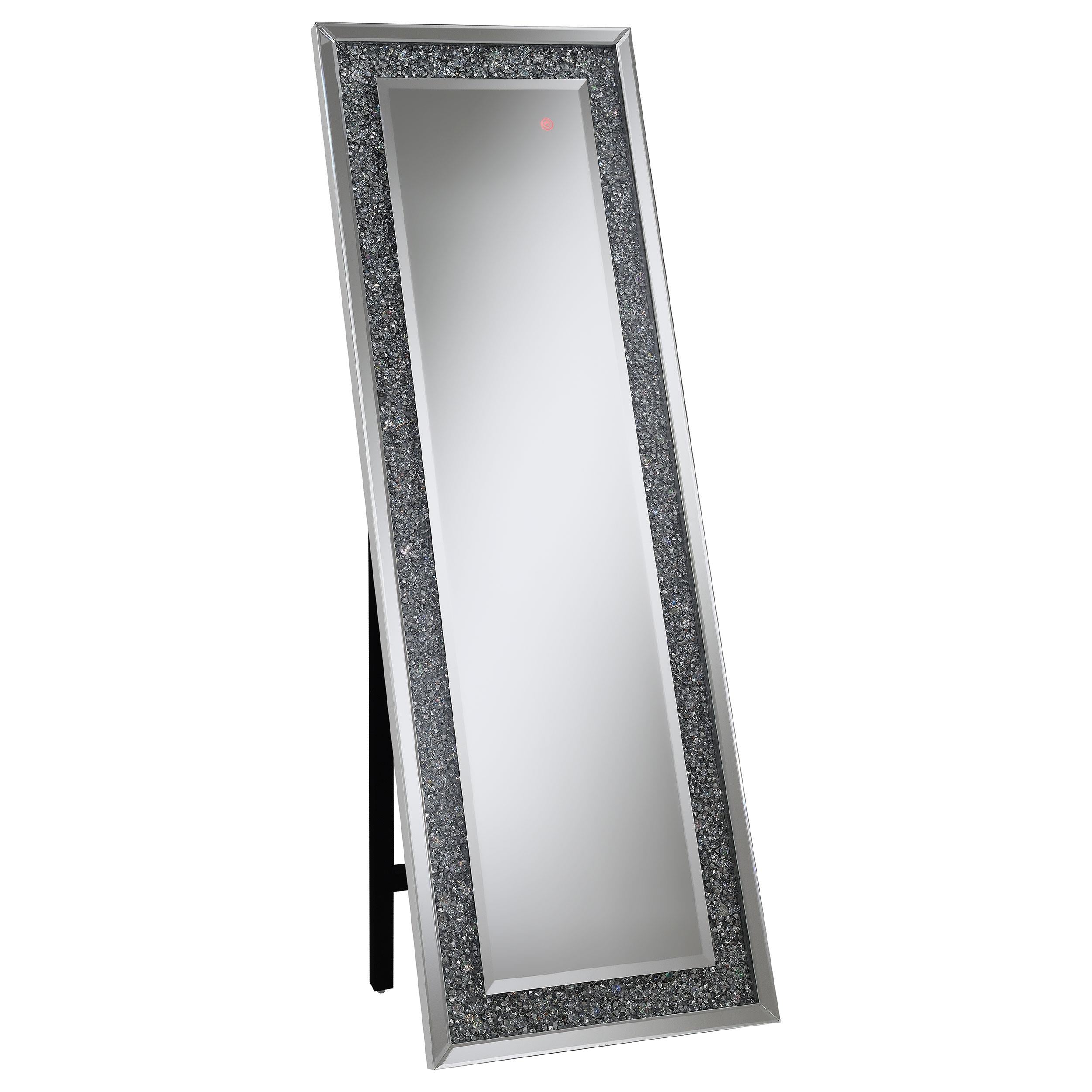 Carisi Rectangular Standing Mirror with LED Lighting Silver - Ideal Furniture (Fresno,CA)