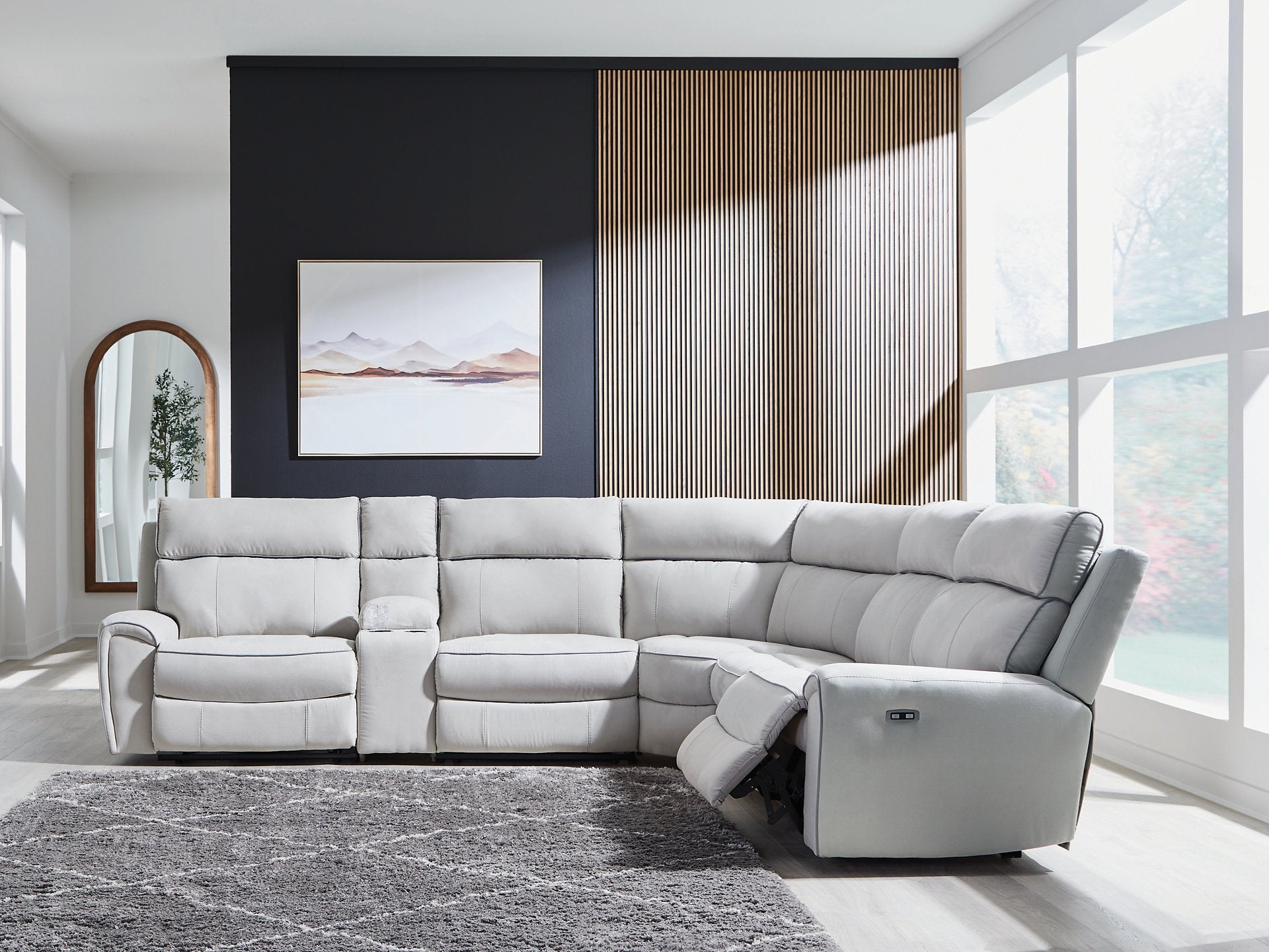 Social Pointe Reclining Sectional with Storage Console - Ideal Furniture (Fresno,CA)
