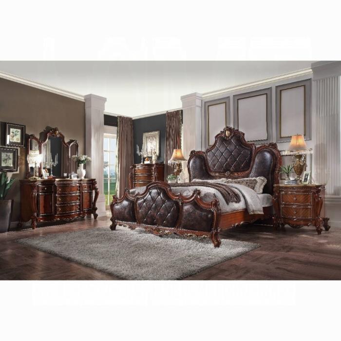 Picardy PU & Cherry Oak Queen Bed - Ideal Furniture (Fresno,CA)