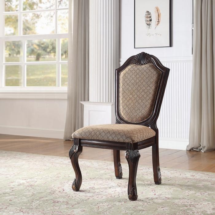 Chateau De Ville Fabric & Espresso Side Chair - Ideal Furniture (Fresno,CA)
