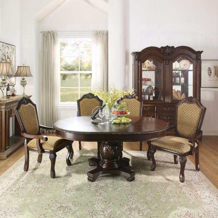 Chateau De Ville Fabric & Espresso Arm Chair - Ideal Furniture (Fresno,CA)