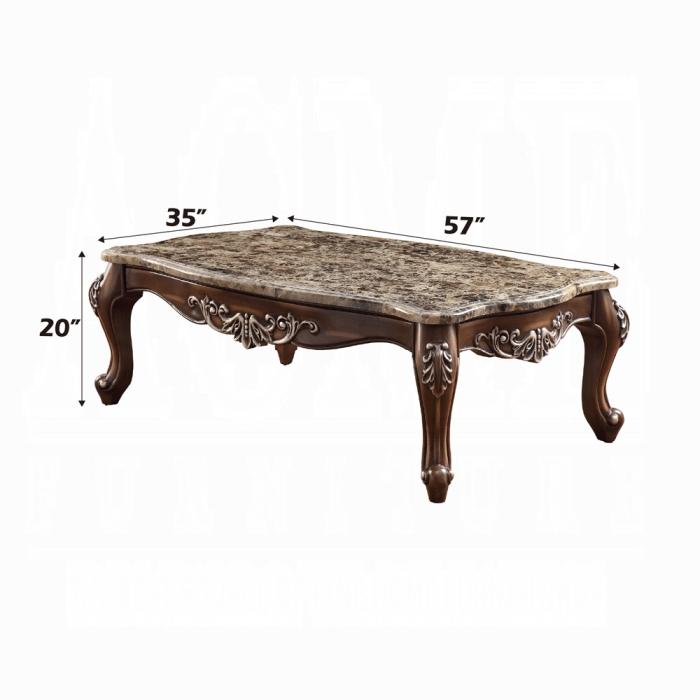 Latisha Marble & Antique Oak Coffee Table - Ideal Furniture (Fresno,CA)