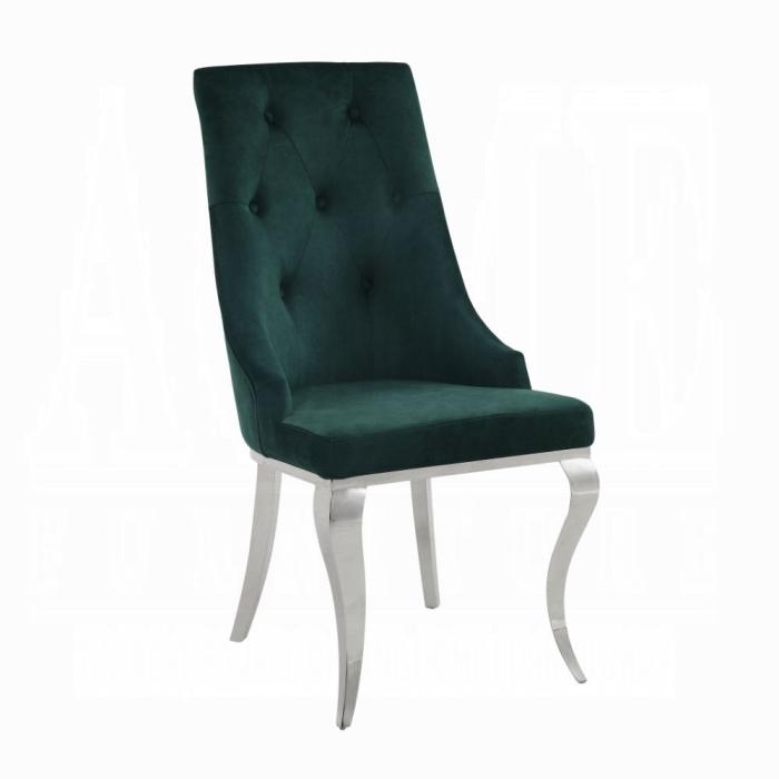 Dekel Green Fabric & Stainless Steel Side Chair - Ideal Furniture (Fresno,CA)