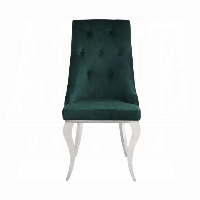 Dekel Green Fabric & Stainless Steel Side Chair - Ideal Furniture (Fresno,CA)