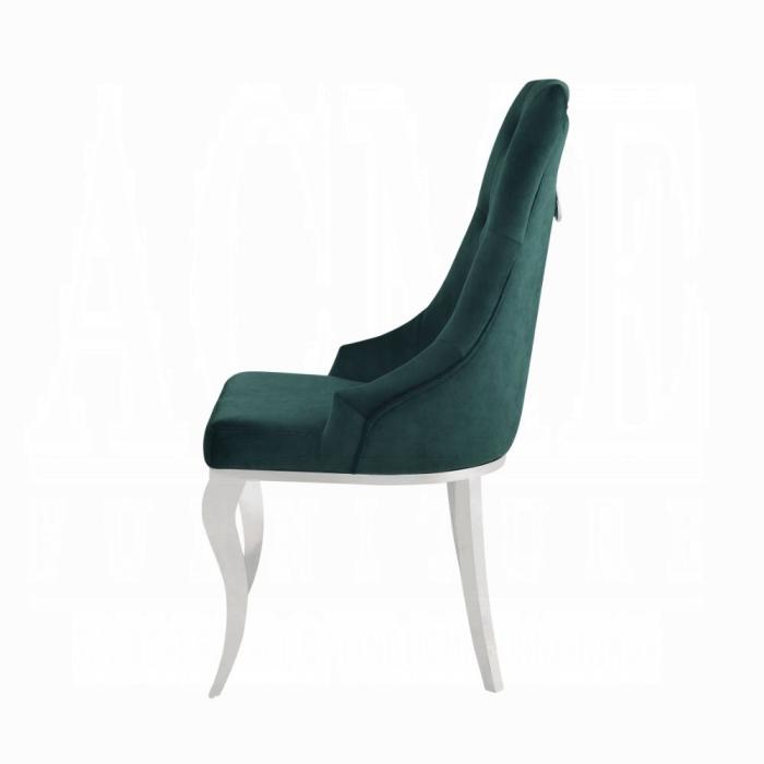 Dekel Green Fabric & Stainless Steel Side Chair - Ideal Furniture (Fresno,CA)