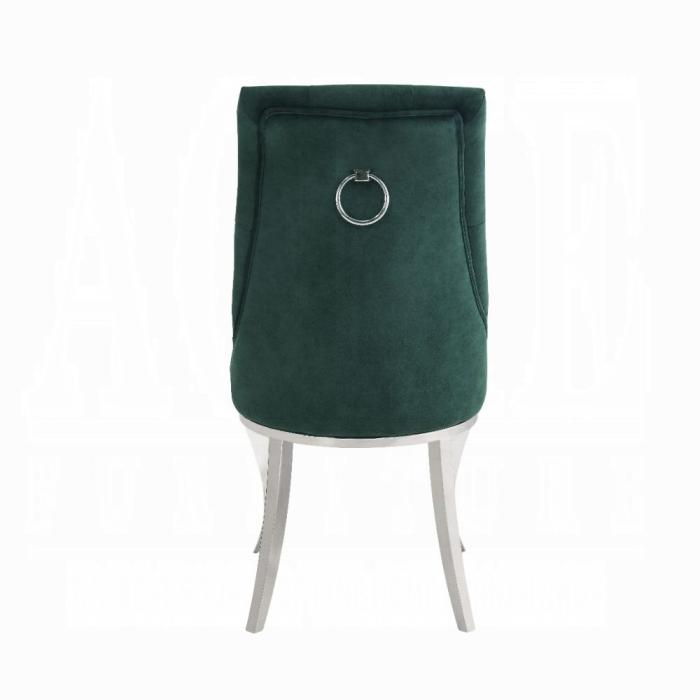 Dekel Green Fabric & Stainless Steel Side Chair - Ideal Furniture (Fresno,CA)