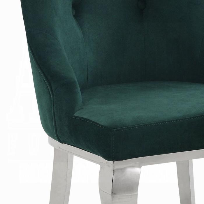 Dekel Green Fabric & Stainless Steel Side Chair - Ideal Furniture (Fresno,CA)