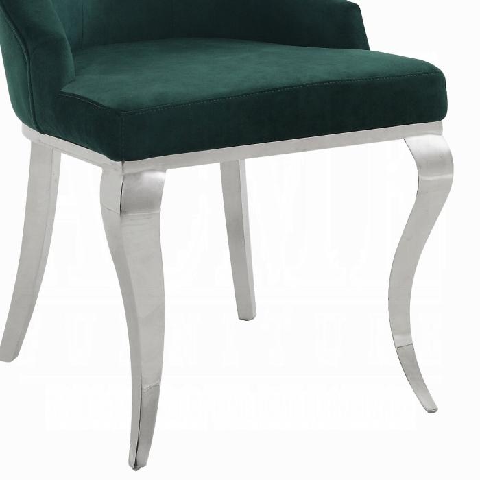 Dekel Green Fabric & Stainless Steel Side Chair - Ideal Furniture (Fresno,CA)
