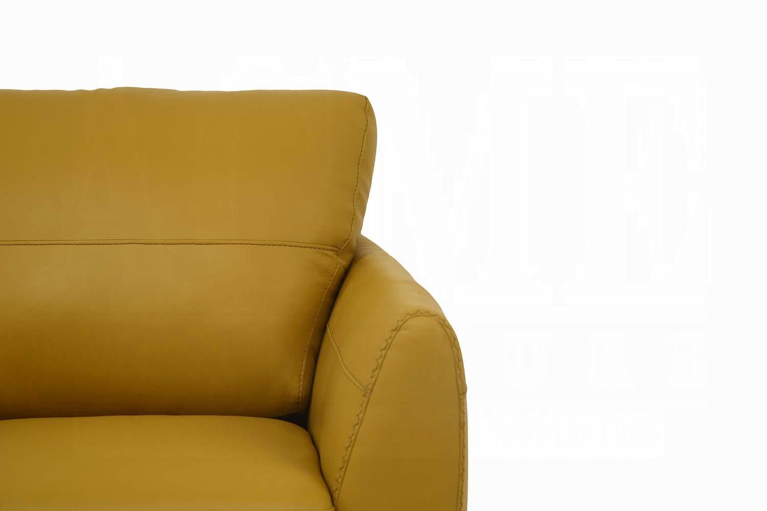 Valeria Mustard Leather Sofa - Ideal Furniture (Fresno,CA)