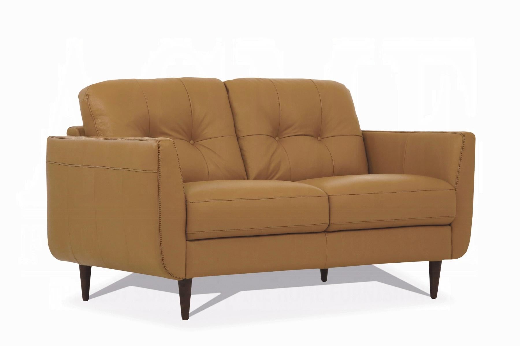 Radwan Camel Leather Loveseat - Ideal Furniture (Fresno,CA)