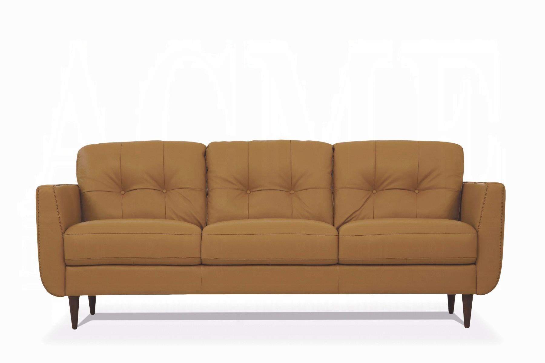 Radwan Camel Leather Sofa - Ideal Furniture (Fresno,CA)