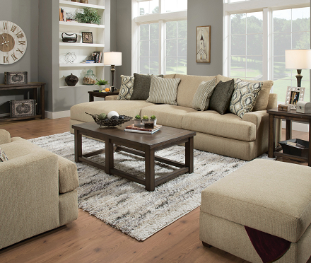 Vassenia 2-Tone Latte Chenille Modular - RF Sofa - Ideal Furniture (Fresno,CA)