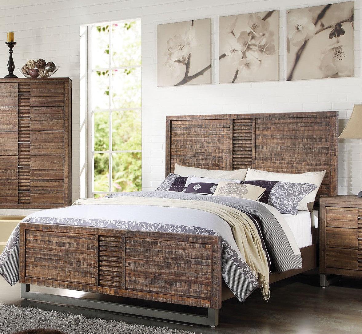Acme Andria Queen Platform Bed in Reclaimed Oak 21290Q - Ideal Furniture (Fresno,CA)