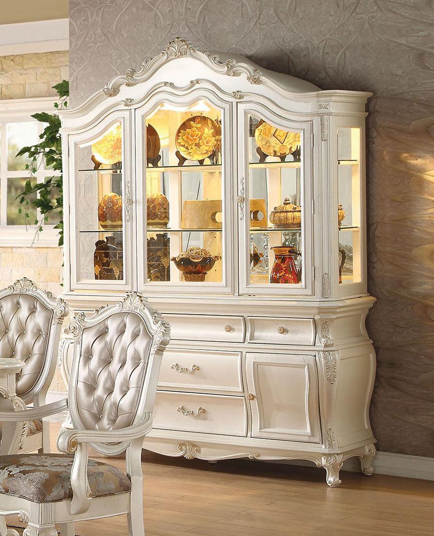 Acme Chantelle Buffet and Hutch in Pearl White 63544 - Ideal Furniture (Fresno,CA)