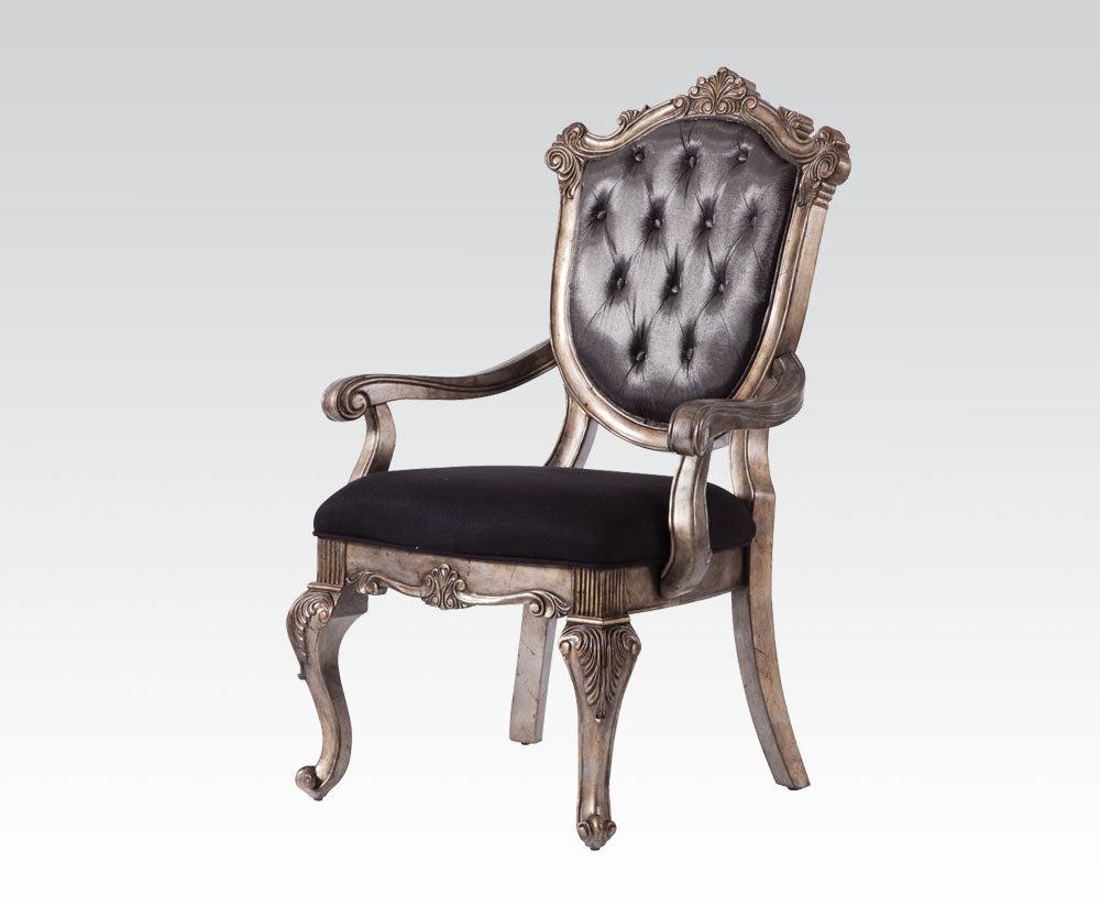Acme Chantelle Button Tufted Back Seat Dining Arm Chair (Set of 2) in Antique Platinum 60543 - Ideal Furniture (Fresno,CA)