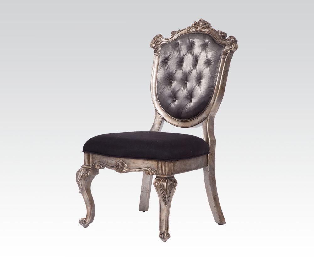 Acme Chantelle Button Tufted Back Seat Dining Side Chair (Set of 2) in Antique Platinum 60542 - Ideal Furniture (Fresno,CA)