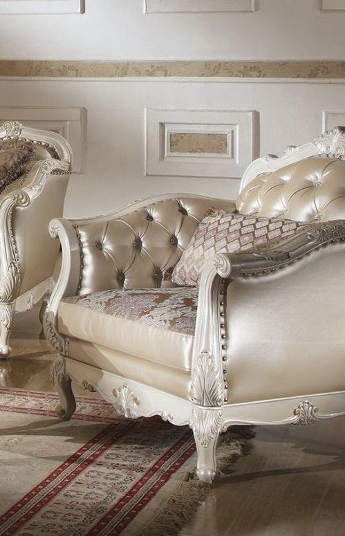 Acme Chantelle Living Room Chair w/Pillow in Pearl White 53542 - Ideal Furniture (Fresno,CA)