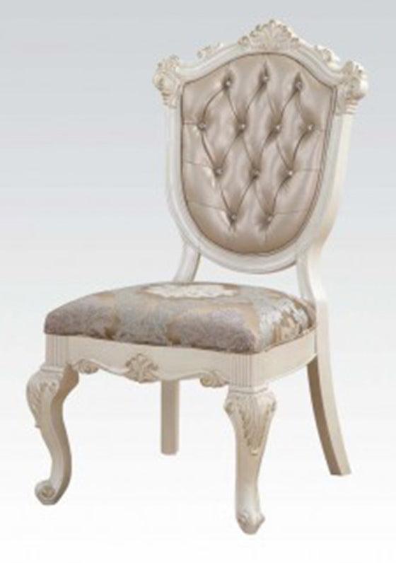 Acme Chantelle Side Chair in Rose Gold and Pearl White (Set of 2) 63542 - Ideal Furniture (Fresno,CA)