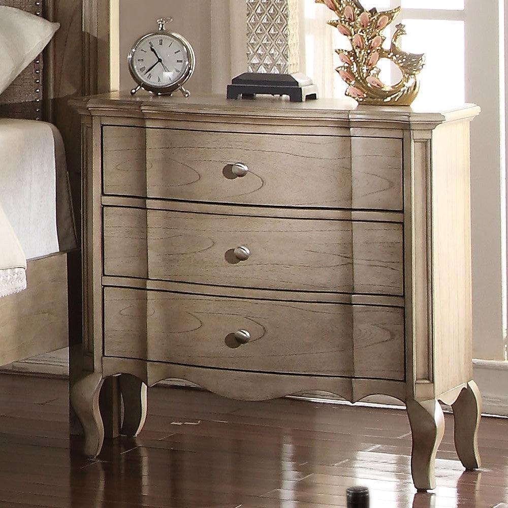 Acme Chelmsford 3-Drawer Nightstand in Antique Taupe 26053 - Ideal Furniture (Fresno,CA)