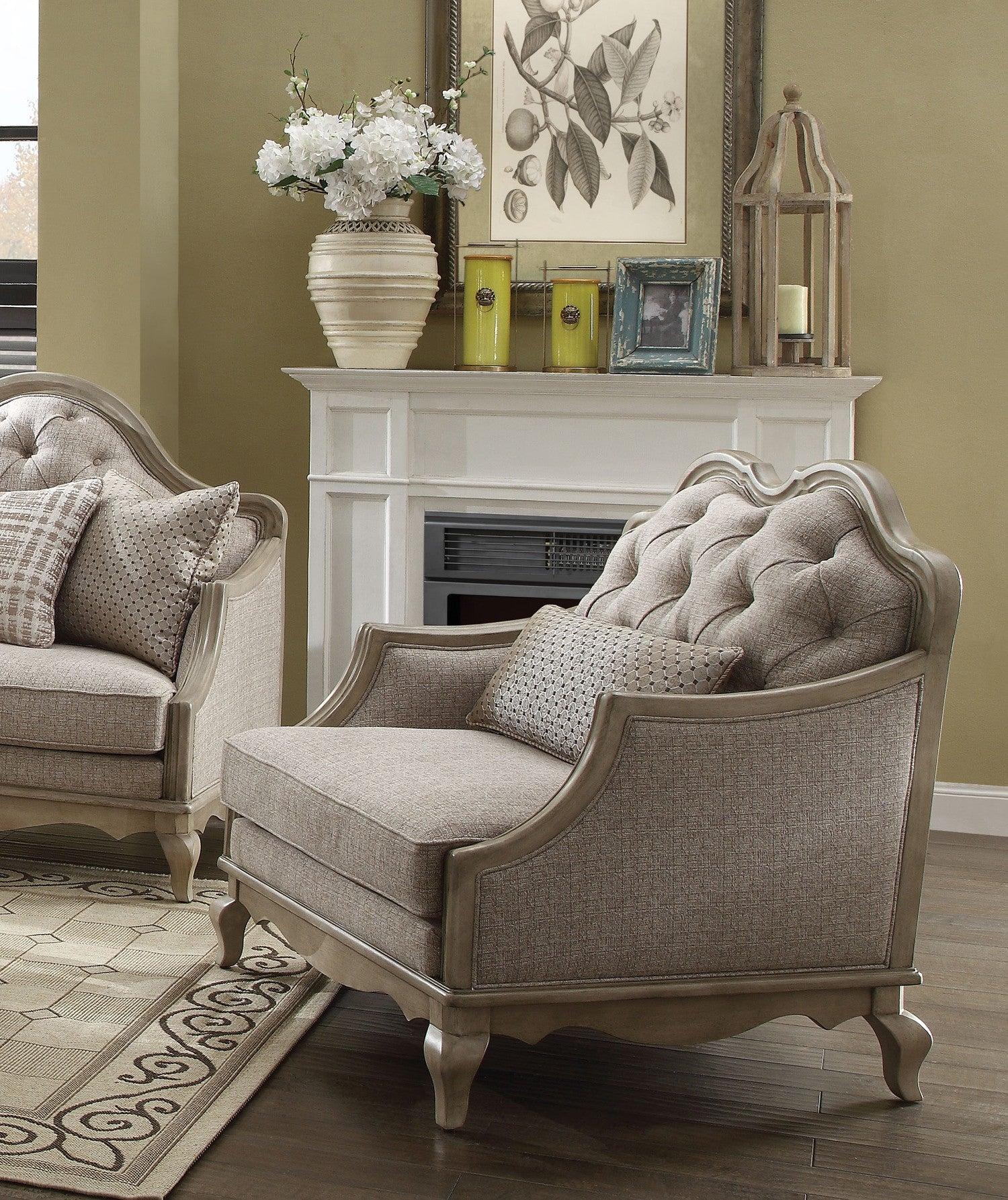 Acme Chelmsford Chair in Beige 56052 - Ideal Furniture (Fresno,CA)