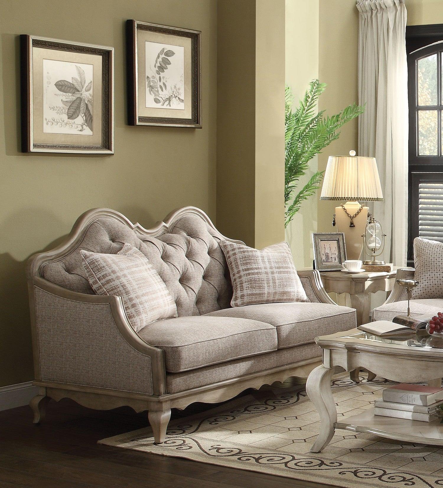 Acme Chelmsford Loveseat in Beige 56051 - Ideal Furniture (Fresno,CA)