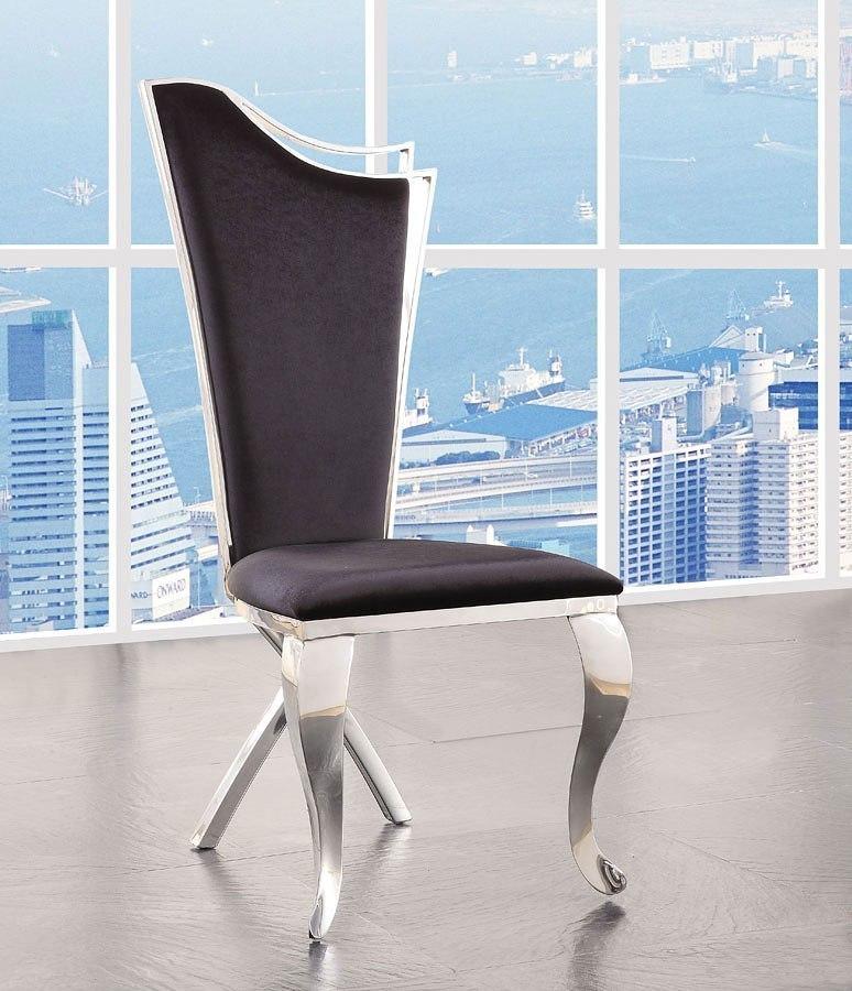 ACME Cyrene Faux Fabric Side Chair (Set of 2) in Stainless Steel 62079 - Ideal Furniture (Fresno,CA)