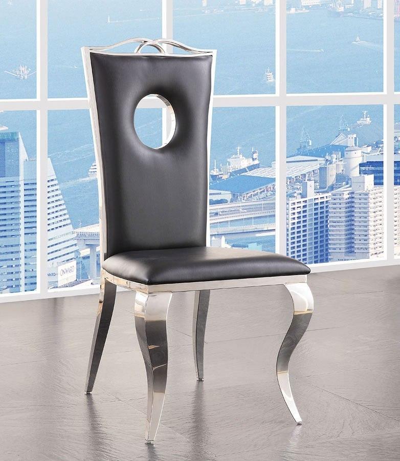ACME Cyrene Faux Leather Side Chair (Set of 2) in Stainless Steel 62078 - Ideal Furniture (Fresno,CA)