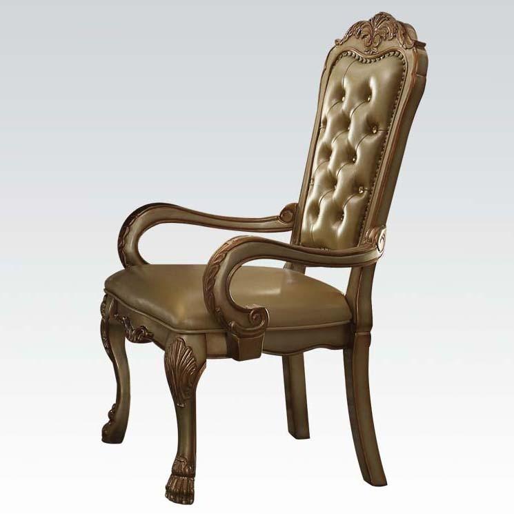 Acme Dresden Arm Chair in Gold Patina (Set of 2) 63154 - Ideal Furniture (Fresno,CA)