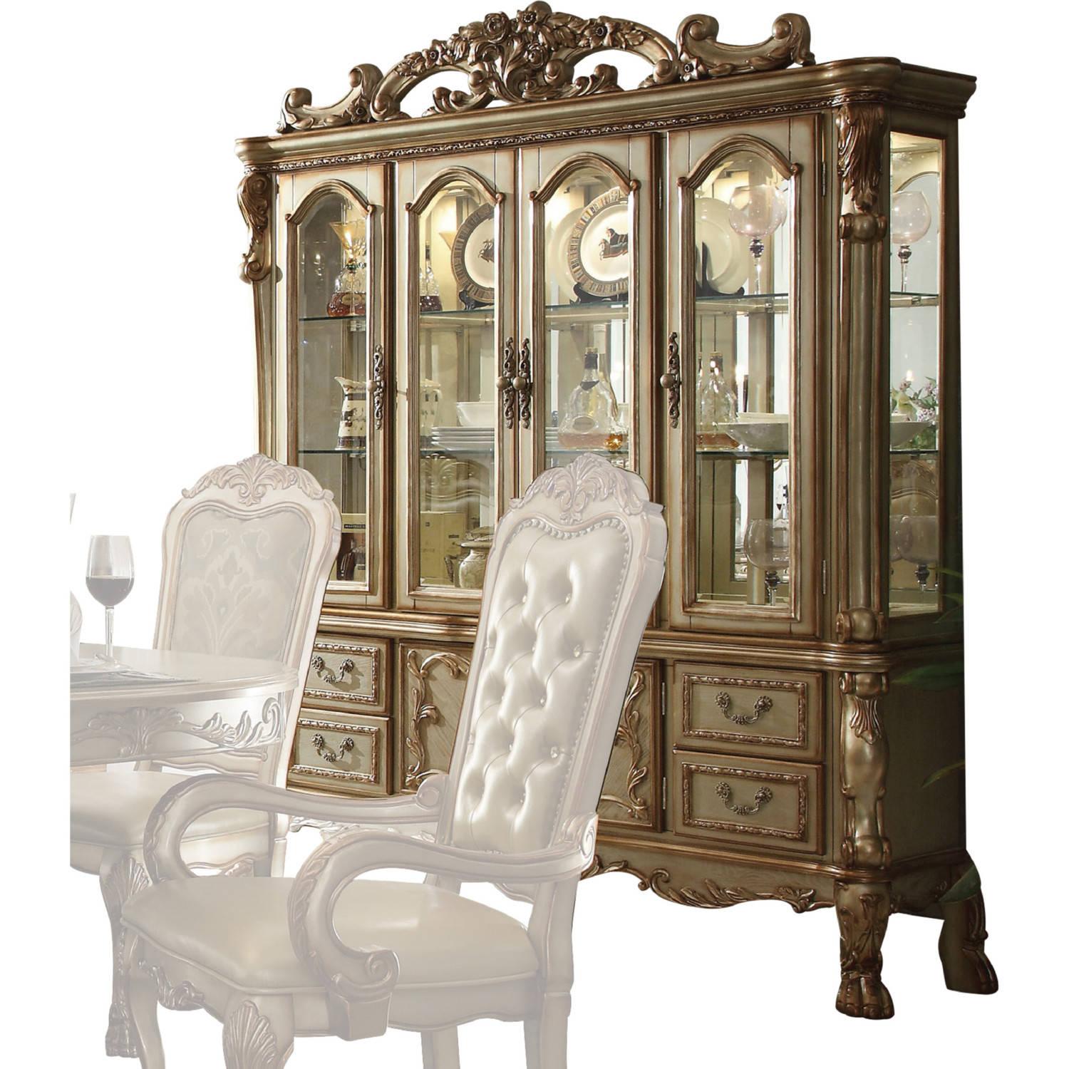 Acme Dresden Buffet w/ Hutch in Gold Patina 63155 - Ideal Furniture (Fresno,CA)