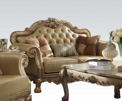 Acme Dresden Loveseat w/ 3 Pillows in Gold Patina 53161 - Ideal Furniture (Fresno,CA)