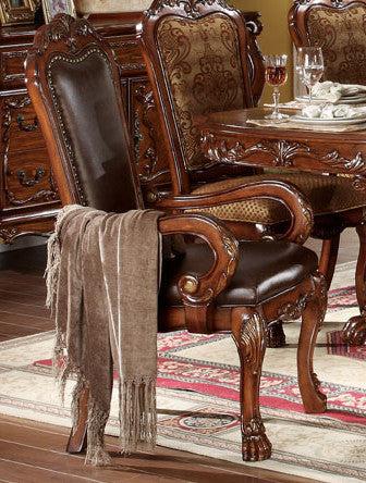 Acme Dresden Pedestal Dining Arm Chairs in Brown Cherry Oak 12154 (Set of 2) - Ideal Furniture (Fresno,CA)
